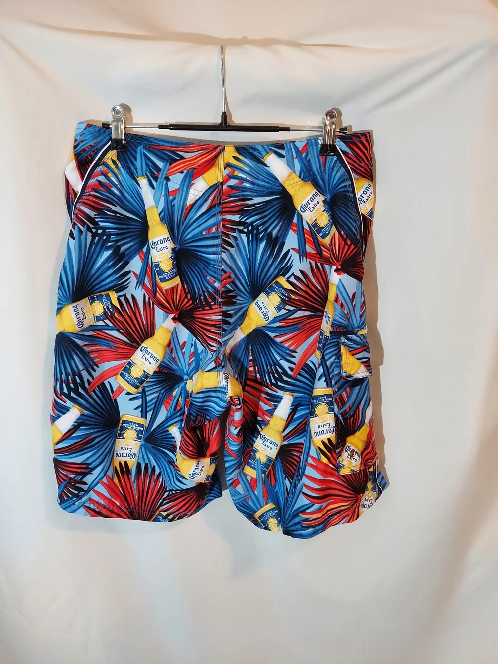 Corona Extra Beer Tropical Palm Board Shorts Swim Trunks Cargo Pocket Men’s 30